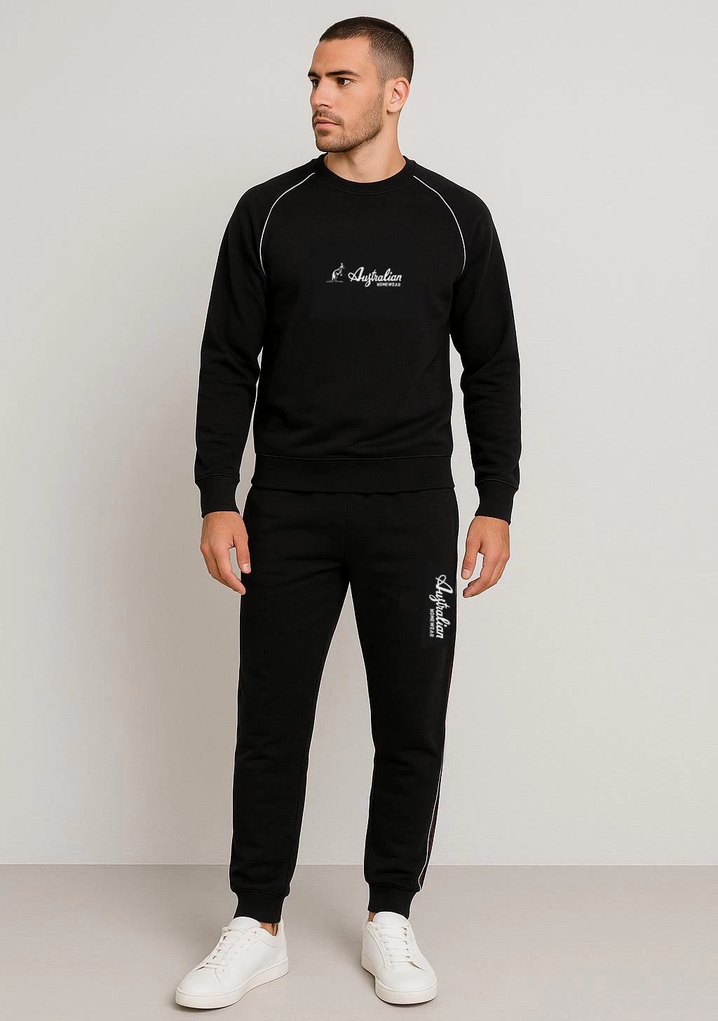 Domáca súprava z bavlny, značka Australian, dvojdielny set v čiernej kombinácii.