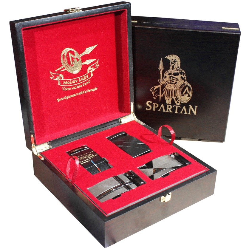 Prémiová luxusná dvojposchodová sada opaskov Spartan v drevenej kazete. BOX č. S2 Prémiová luxusná dvojposchodová sada opaskov Spartan v drevenej kazete. BOX č. S2