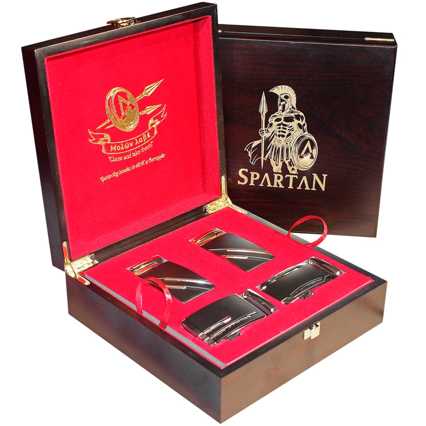 Prémiová luxusná dvojposchodová sada opaskov Spartan v drevenej kazete. BOX č. S4 Prémiová luxusná dvojposchodová sada opaskov Spartan v drevenej kazete. BOX č. S4